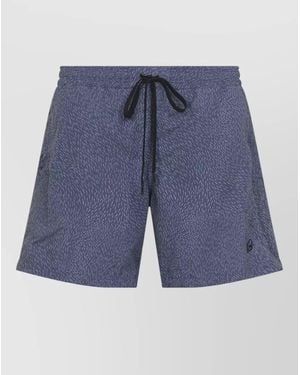 Brioni 17Cm Swim Shorts Micro Fish Pattern - Blue