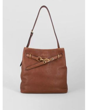 Miu Miu Aventure Nappa Leather Bucket Shoulder Bag - Brown