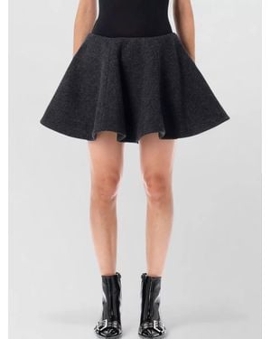 Ganni High Waist Wool Mini Skirt Flared - Blue