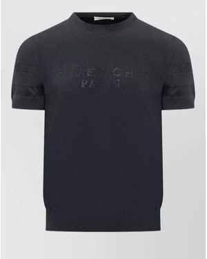 Givenchy Round Neck T Shirt Ribbed Trims - Blue