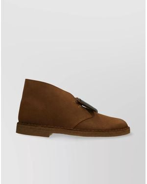 Clarks Round Toe Suede Ankle Boots With Crêpe Sole - Brown