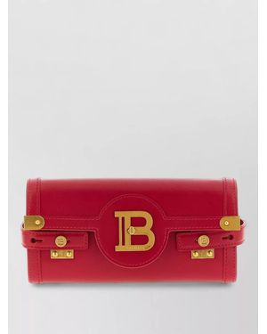 Balmain B-Buzz 23 Leather Clutch Bag - Red