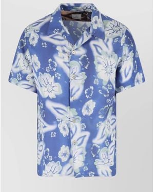 Paul Smith Casual Flower Print Short Sleeve Top - Blue