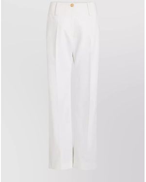 Patou High-Rise Wide-Leg Cotton Pants - White