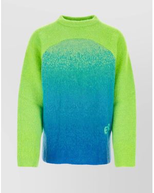 ERL Mohair Blend Crew Neck Knit Sweater - Green
