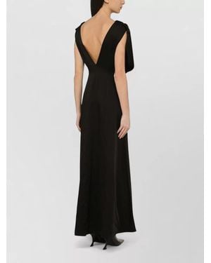Jil Sander Backless Draped Floor Length Sleeveless Dress - Black