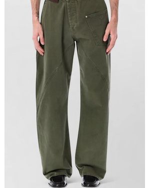 JW Anderson Wide Leg Workwear Jeans Embroidered Detail - Green