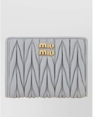 Miu Miu Quilted Leather Wallet Compact Design - Grey