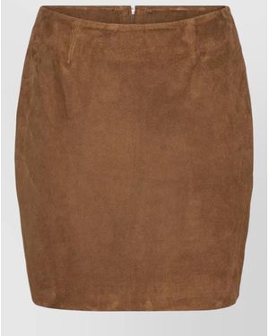 ROTATE BIRGER CHRISTENSEN Suede Texture Mini Skirt Design - Brown