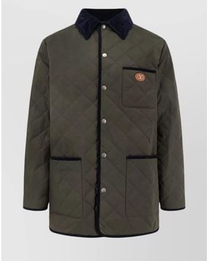 Valentino Quilted Blazer Trimmed Pockets - Green