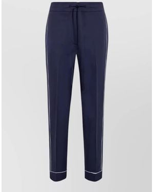 P.A.R.O.S.H. Tailored Pants Contrast Piping Cropped Length - Blue