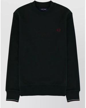 Fred Perry Logo Crew Neck Long Sleeve Sweatshirt - Black