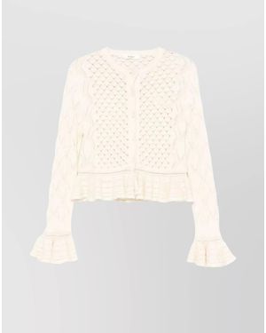 Chloé Silk Cropped Ruffled Cardigan - White