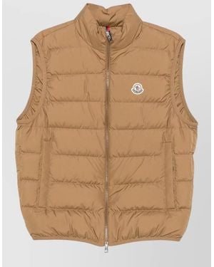 Moncler Contrin Down Stand Collar Gilet - Natural
