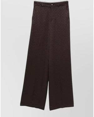 Gucci Silk Geometric-Print Wide-Leg Pants - Brown