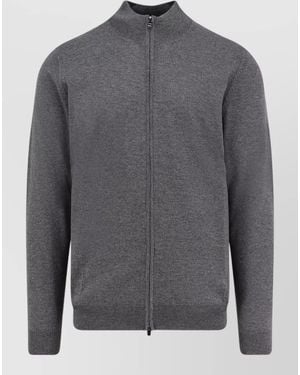 BOSS Virgin Wool Cardigan Long Sleeve Design - Grey