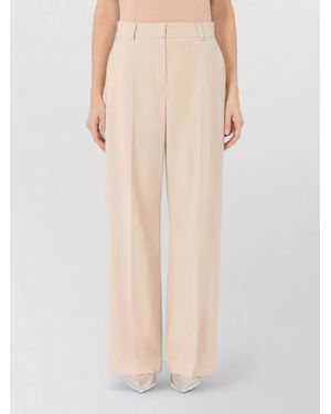 Weekend by Maxmara Wide Leg Pants Belt Loops Pleats Pockets - Natural