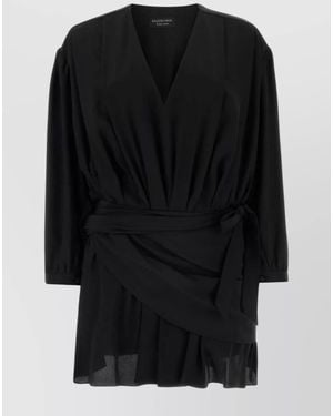 Balenciaga Silk Mini Dress - Black