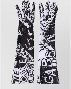 Dolce & Gabbana Logo-Print Elbow-Length Mittens - Black