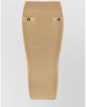 【関税＆送料込み】Balmain Buttoned Tweed Knee Lenght Skirt Balmain Buttoned Tweed Knee Length Skirt in Blue | Lyst