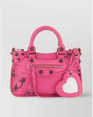 【BALENCIAGA】PINK NAPPA LEATHER NEO CAGOLE S HANDBAG Balenciaga Sweet Pink Lambskin Leather Small Neo Cagole City