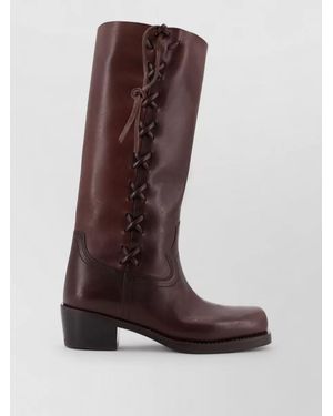 Paris Texas Leather Lace-Up Boots - Brown
