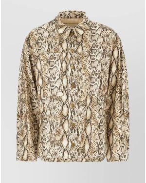 Isabel Marant Printed Linen Blend Fitted Jacket - Natural