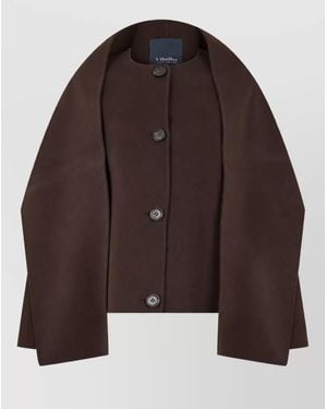 Max Mara Wool Kimono-Sleeve Cape - Brown