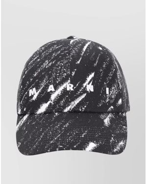 Marni Brim Curve Pattern Print Hats - Gray