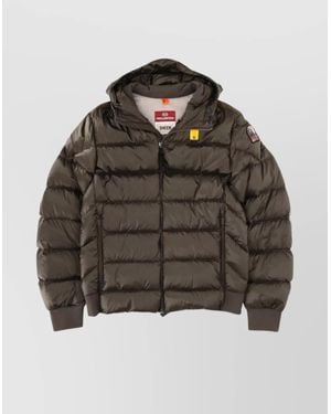 Parajumpers Quilted Hooded Coat Ribbed Cuffs - Brown