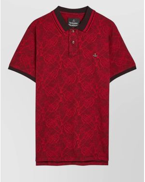 Vivienne Westwood Short Sleeve Polo Collar Knit Top - Red