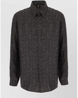 Fendi Silk Shirt Long Sleeves Polka Dot Pattern - Black