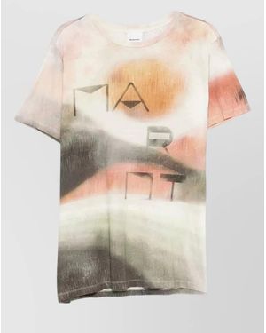 Isabel Marant Graphic Print Crew Neck Short Sleeve T Shirt - Grey