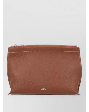 A.P.C. Leather Clutch Bag - Brown