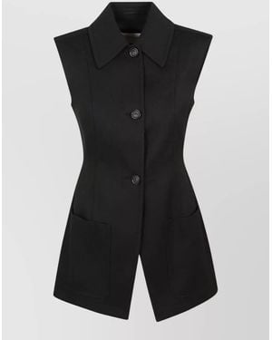 Max Mara Tailored Sleeveless Jacket Front Pockets - Black