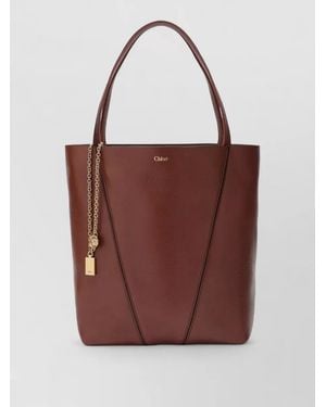 Chloé Tote Bag Chain Detail Tone Hardware - Brown