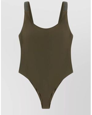 Brunello Cucinelli One-Shoulder One-Piece Swimsuit - Green
