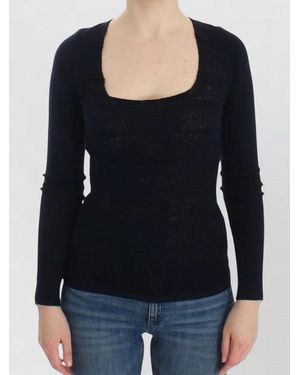 Ermanno Scervino Wool Square Neck Long-Sleeve Jumper - Black