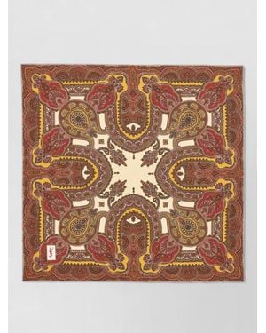 Saint Laurent Square Scarf Paisley Pattern Pure Silk - Brown