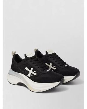 Premiata Urban Sneakers Contrast Sole Breathable Design - Black