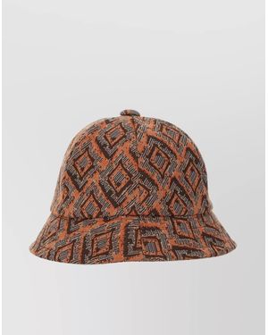 Needles Hat Geometric Pattern Stitched Detailing - Brown