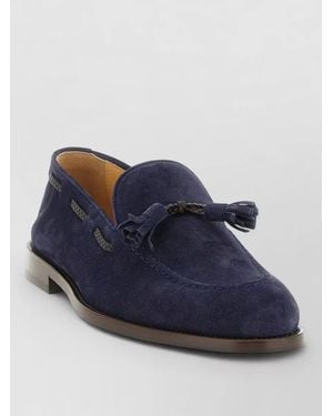 Brunello Cucinelli Nappi Tassel Suede Moccasins Round Toe - Blue