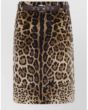 Max Mara Velvet Leopard Mini Skirt Belted Waist - Multicolor
