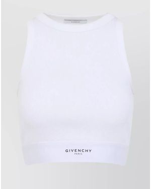 Givenchy Ribbed Cropped Logo-Band Tank Top - White