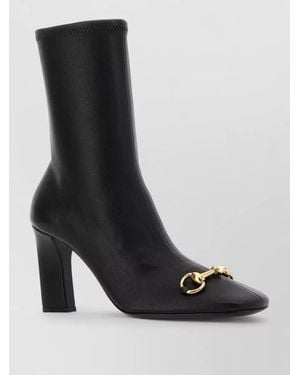 Gucci Signora Leather Ankle Boots Square Toe - Black