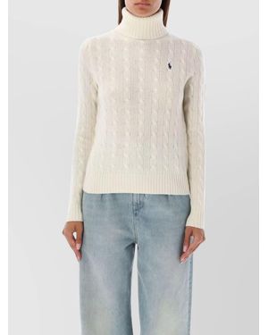 Polo Ralph Lauren Cable Knit Turtleneck Jumper - White
