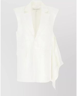 Niccolò Pasqualetti Cotton Blend Tailored Vest Asymmetric Lapel - White