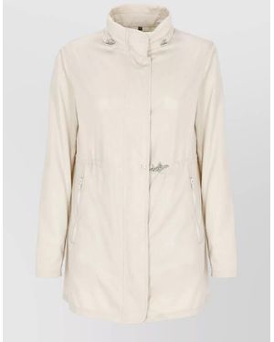 Fay High Neck Waterproof Jacket Long Sleeves - Natural