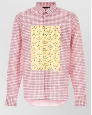 Prada Cotton Checked Printed Long-Sleeve Shirt - Pink