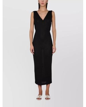 Tom Ford Slinky V-Neck Crisscross-Back Midi Dress - Black